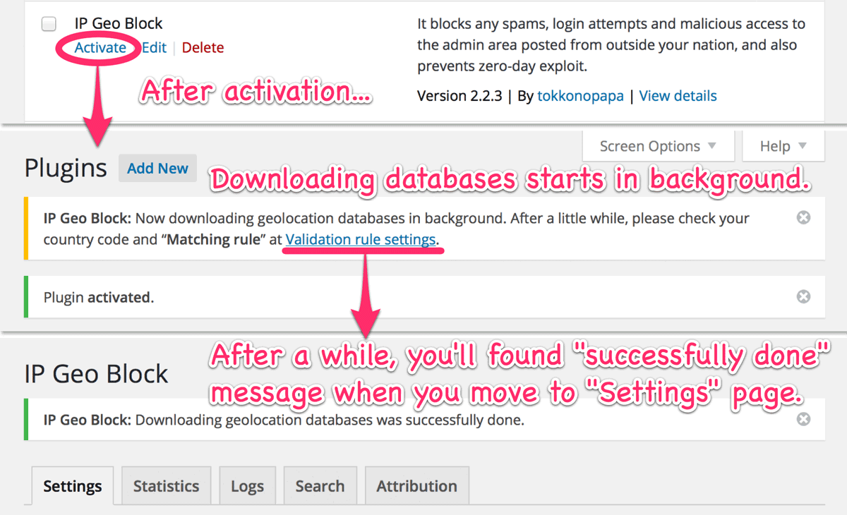 After activation of IP Location Block