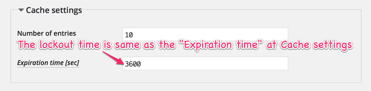 Expiration time at Cache settings