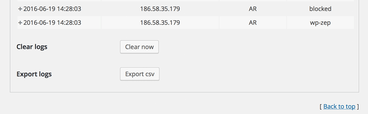 Export CSV log file