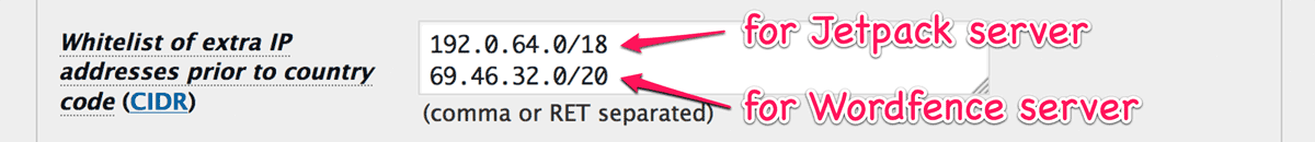 White list of extra IP addresses