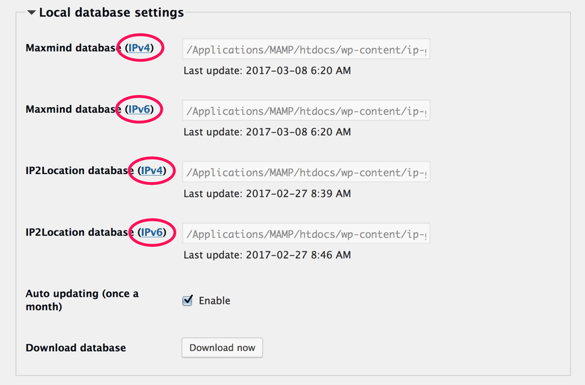 Download link of geolocation database