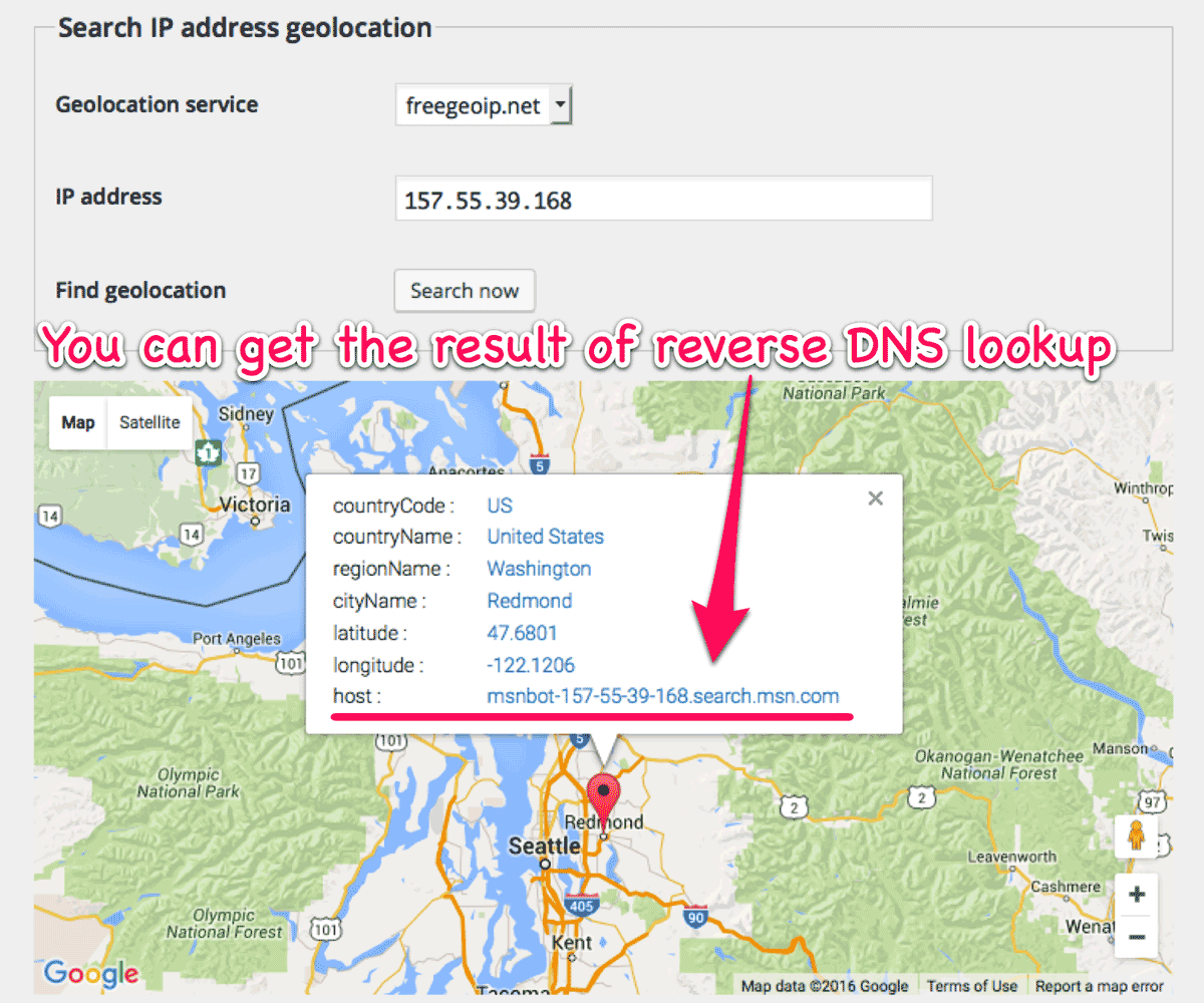 Reverse DNS lookup