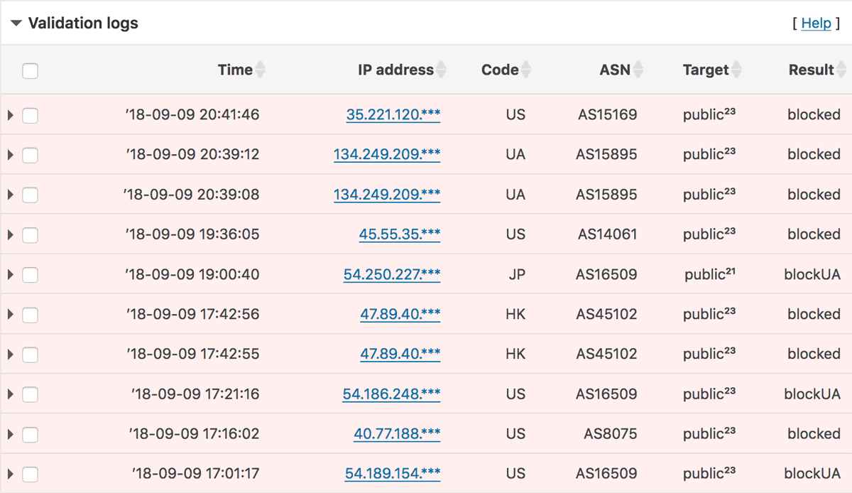 Validation logs