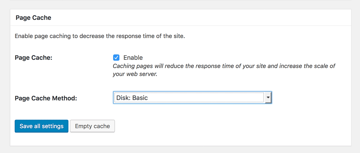 W3 Total Cache - Page Cache Method