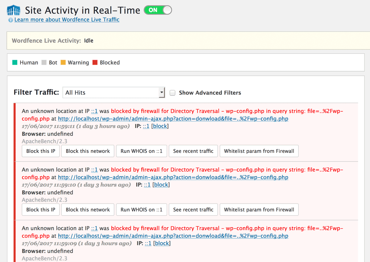 Wordfence Live Traffic
