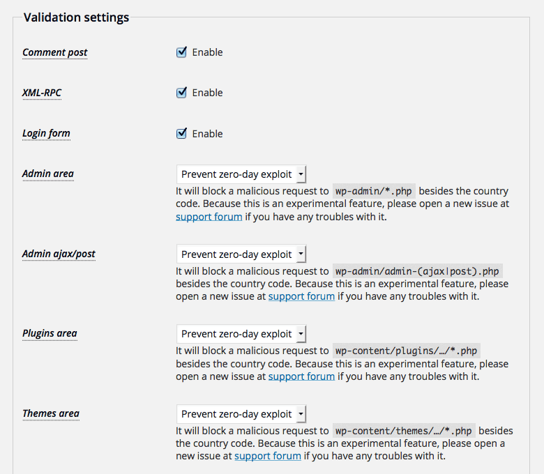 Validation Settings in IP Location Block in 0.2.1.0